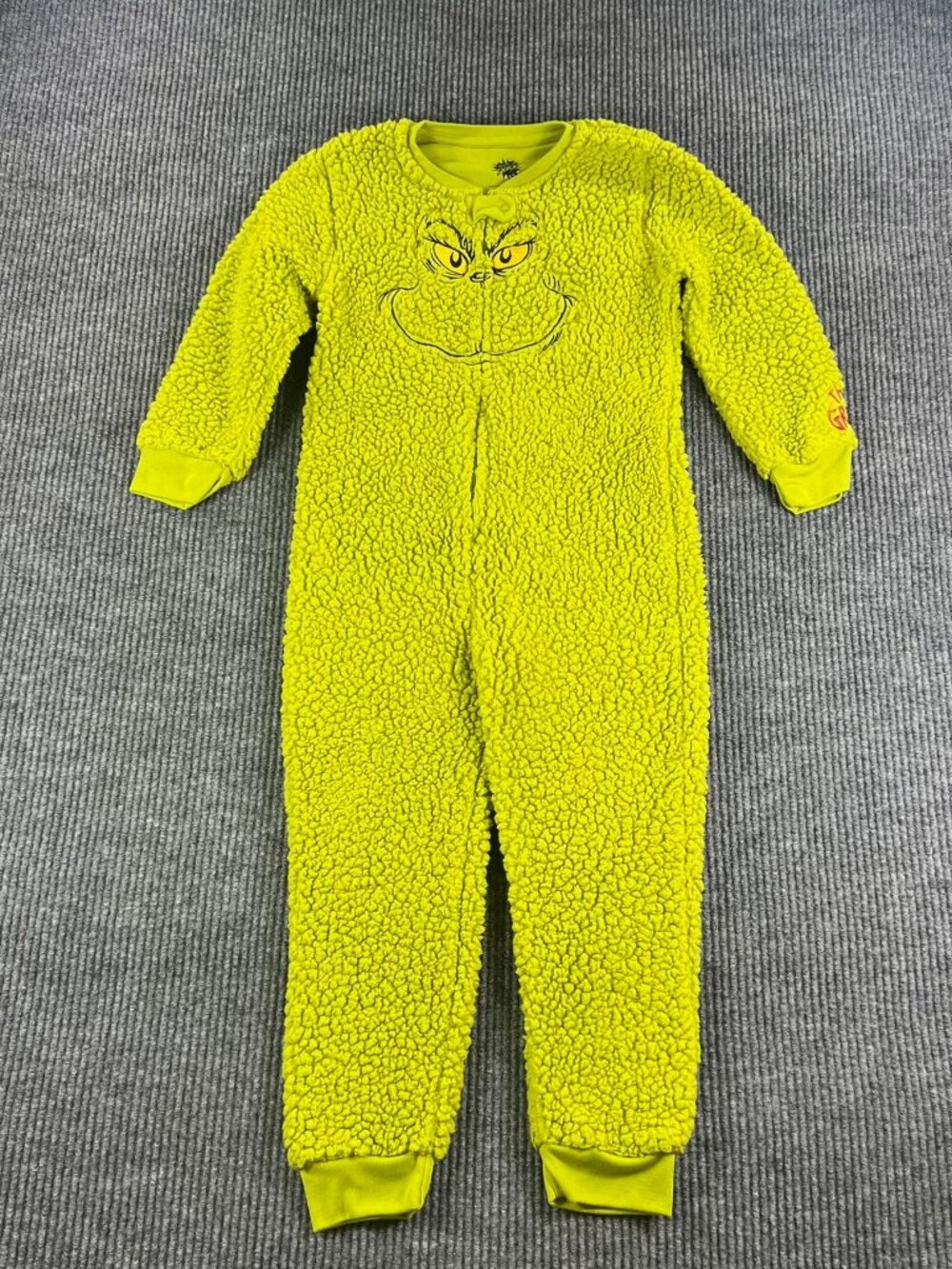 Dr. Seuss The Grinch Kids Sherpa Fleece Pajama Union Suit Onesie - Medium / M (8